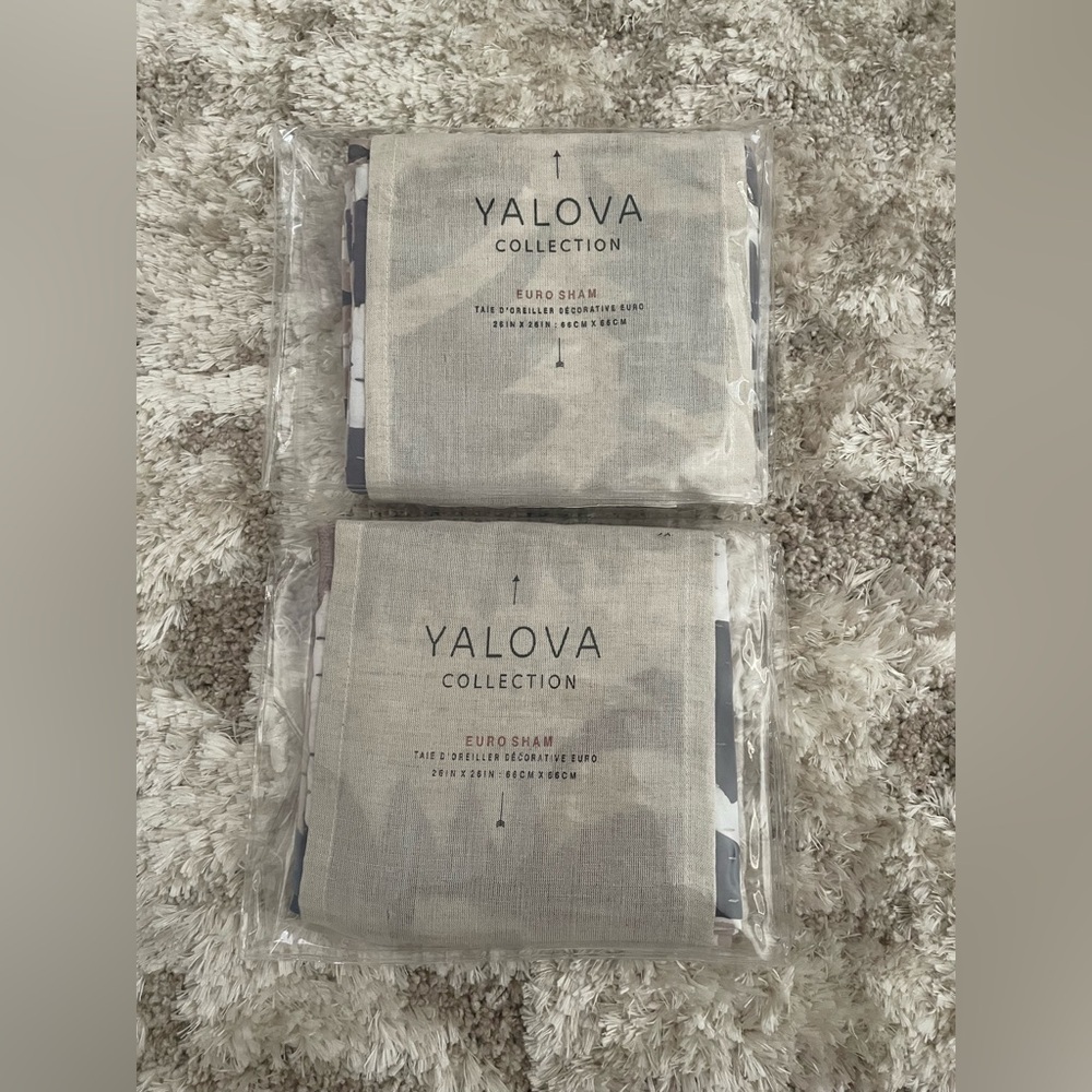 NEW Anthropologie Yalova Collection Euro Sham Pillow Case Set of 2